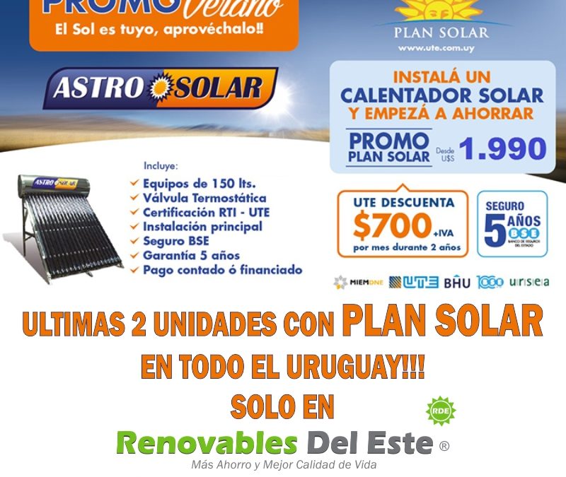 Últimas 2 unidades con PLAN SOLAR en todo el Uruguay!
