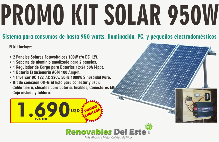Kit Solar Completo Para Consumos De Hasta 950W