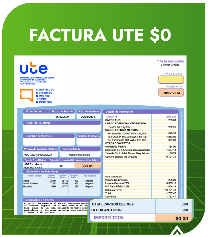 100% ahorro en tu factura de UTE